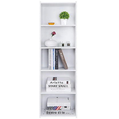 52"H x 15"W 5 Tier White Bookcase