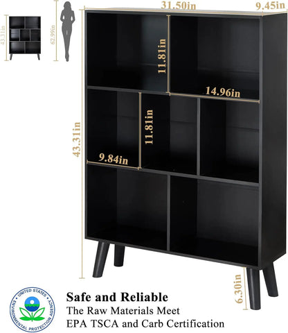 43.3"H x 9.5"D x 31"W Umail Alternative Black Bookcase on Legs