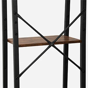 9.5"D x 16"W x 73"H Black Frame Industrial Texture Bookcase