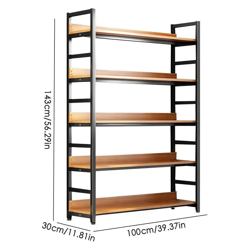 56"H x 39"W Bookcase w/ Steel Frame & Wood Racks