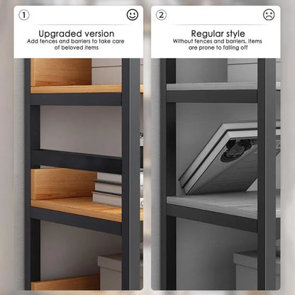 56"H x 39"W Bookcase w/ Steel Frame & Wood Racks