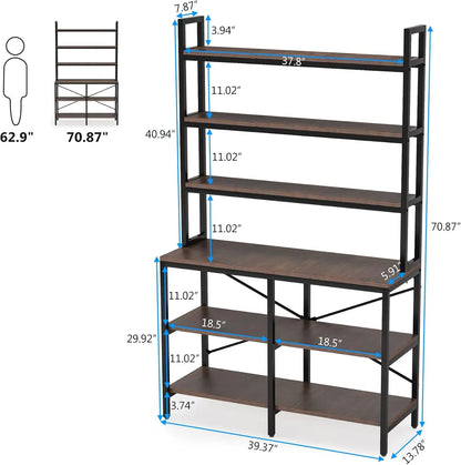 71"H x 14"D x 40"W Tribesigns Gray 6-Tier Modernized Wood Bookcase