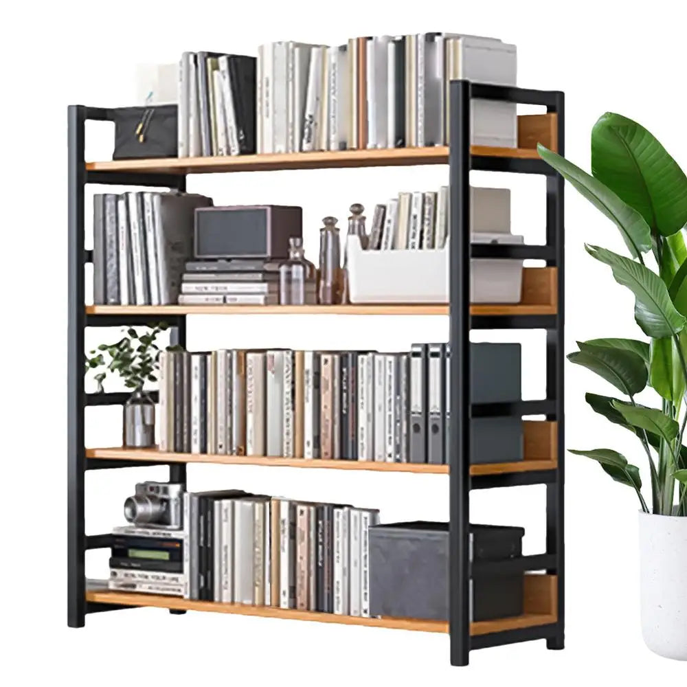 56"H x 39"W Bookcase w/ Steel Frame & Wood Racks