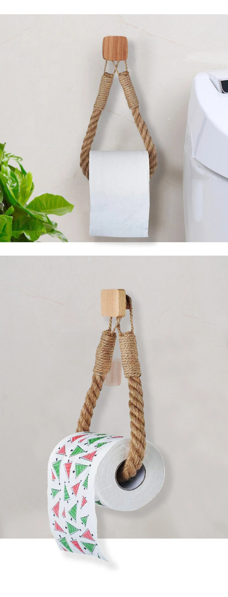 Solid Wood Rope Woven Towel Rack
