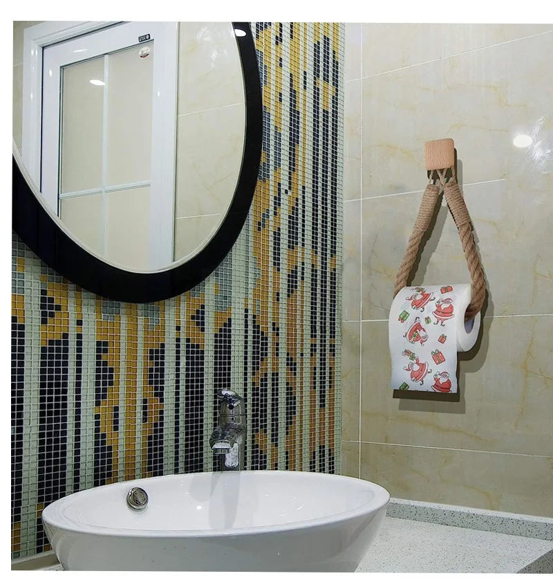 Solid Wood Rope Woven Towel Rack
