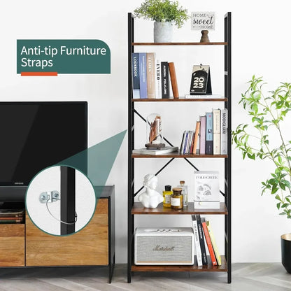 62"H x 23"W 5 Tier Bookshelf