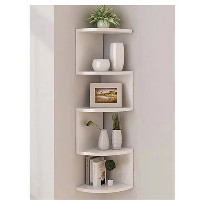 7.5"D x 7.5"W x 34"H 5-Story Counter-Weaved Corner Bookshelf