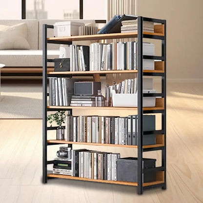 56"H x 39"W Bookcase w/ Steel Frame & Wood Racks