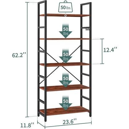 62"H x 23"W 5 Tier Bookshelf