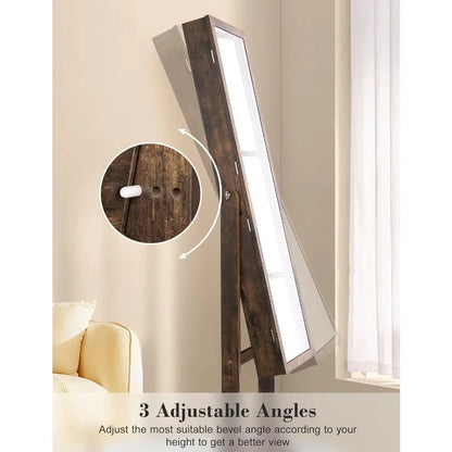62" Full Body Length LED Mirror with Jewelry Storage
