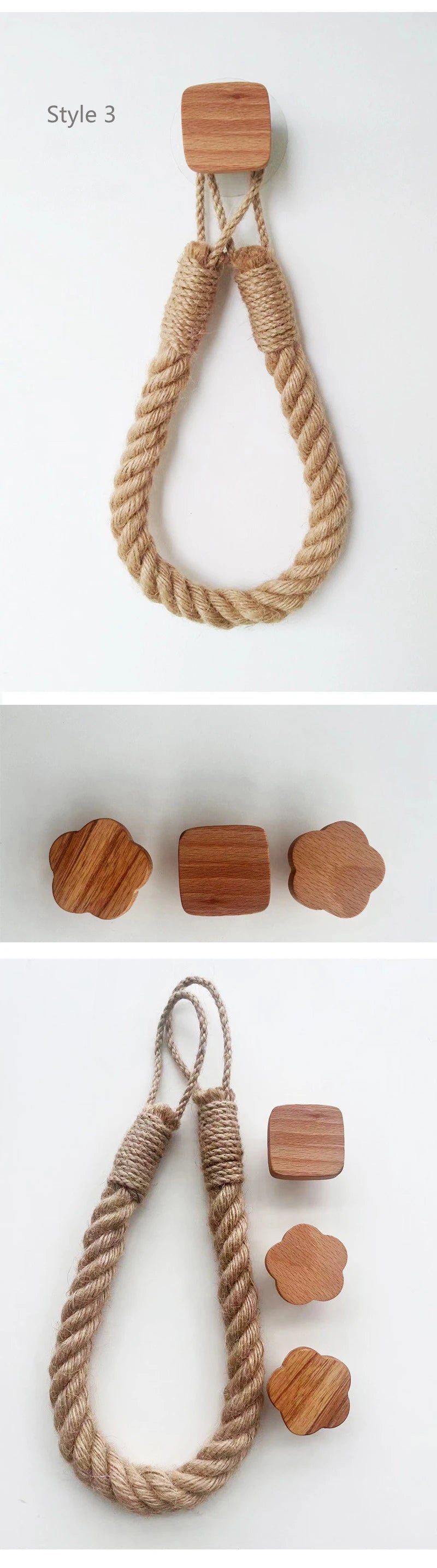 Solid Wood Rope Woven Towel Rack