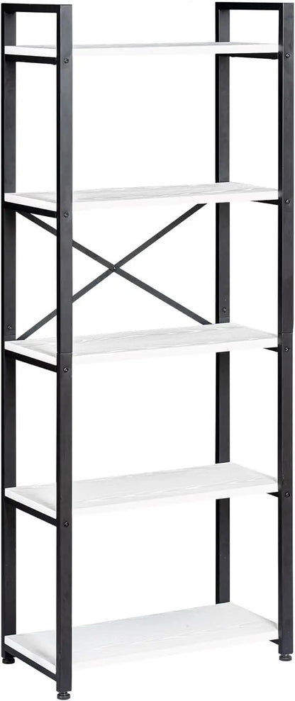 62"H x 23"W 5 Tier Bookshelf Rustic Industrial Style