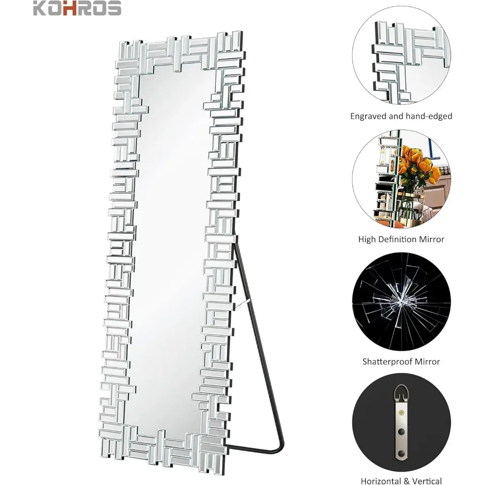 63" x 21" Full Length Body Mirror with Decorative Frame