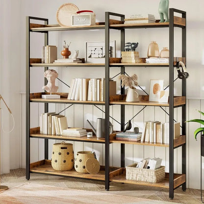 65"H x 12"D x 29.5"L Adjustable 5-Tier Nordic Rustic Bookcase - Corner or Traditional